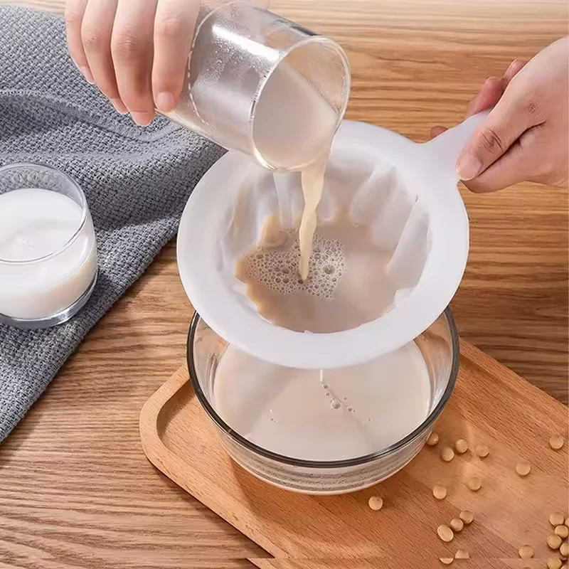 3PCS/200 Mesh Washable Nylon Ultra Fine Filter Mesh Strainer Spoon Sieve Soy Milk Juice Coffee Tea Filter Kitchen Colander