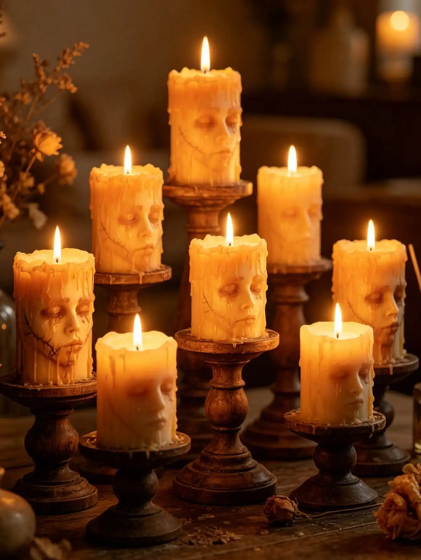 Halloween Stitched Face Silicone Candle Mold, Eerie Melting Zombie Face Wax Candle Making Mold, Gothic Home Decor Easy Demold SH260513103738518954880