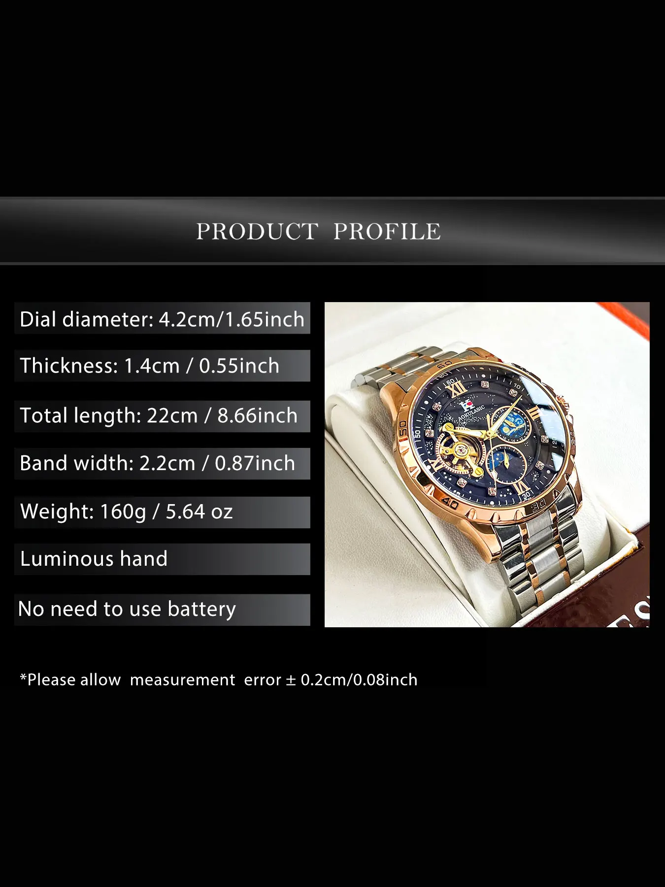 AOKULASIC Fashion Mechanical Watch for Men Starry Sky Luminous Design Stainless Steel Strap Business Automatic Watches Moon Phase Tourbillon Mens Wristwatches