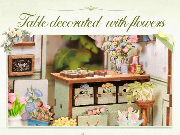 Original CUTEBEE 199pcs Champs-Élysées Florist Book Nook Kit DIY Miniature House Dollhouse Kit Book Nook Para Montar for Adults Booknook Tiny Flower House Bookshelf Decor 3D Wooden Puzzle DIY Craft Gifts for Family Friends for Books Fans Gifts