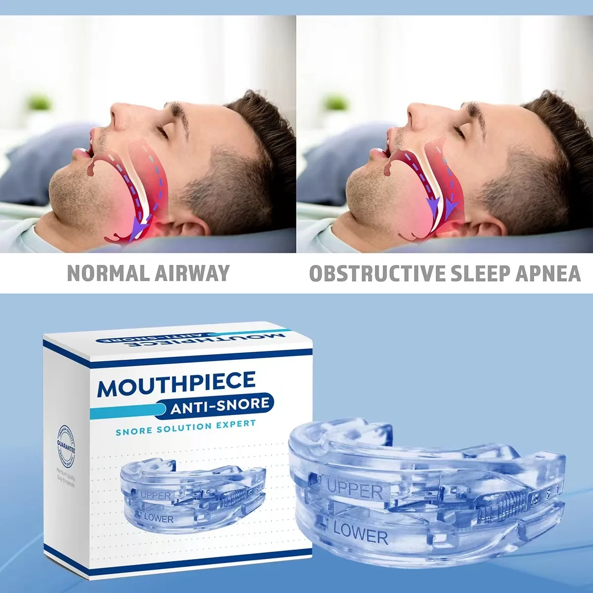 Adjustable Anti-Snoring Mouth Guard Mouthpiece Sleeping Devices Bruxism Snoring Stopper Improve Sleep Mouthpiece Night Time Teeth Mouthguard & Sleeping Bite Guard for Bruxism and Stop Snoring