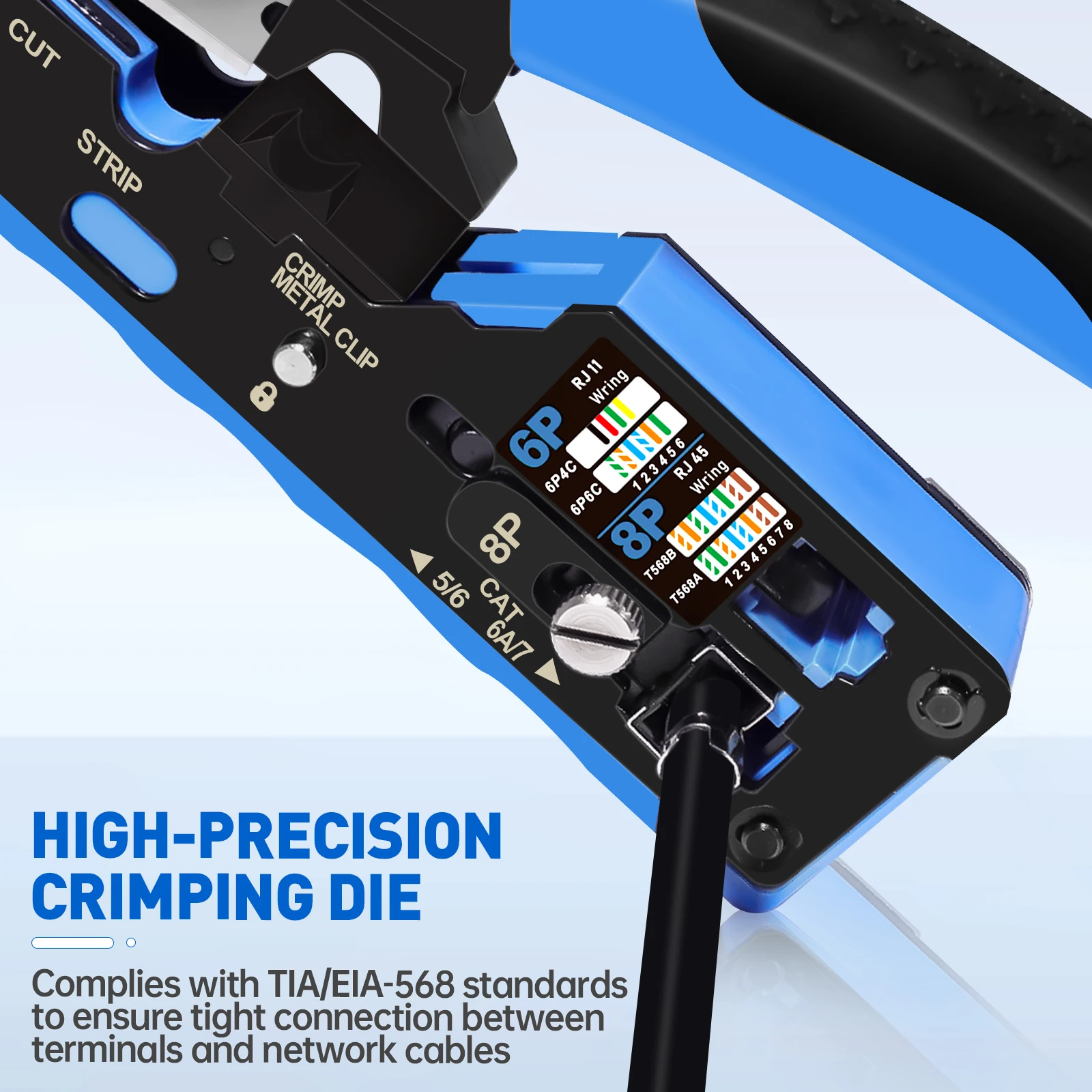 ZoeRax RJ45 CAT7 CAT6A Crimping Tool RJ45 Network Tool Kit for CAT6A CAT7 CAT5 CAT6 Connectors with Crimp Tool,Wire Stripper and Blades
