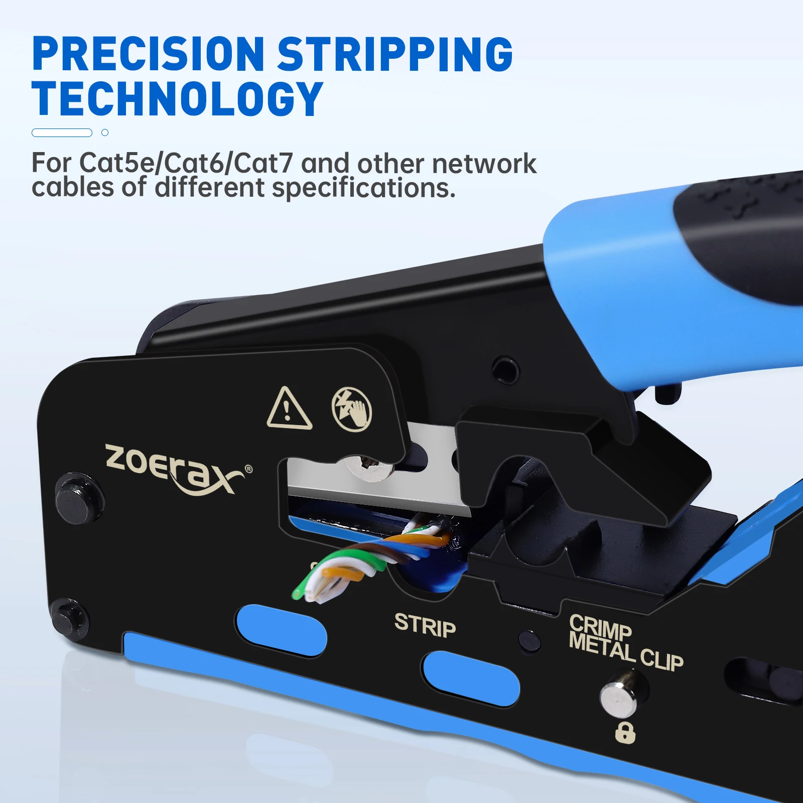 ZoeRax RJ45 CAT7 CAT6A Crimping Tool RJ45 Network Tool Kit for CAT6A CAT7 CAT5 CAT6 Connectors with Crimp Tool,Wire Stripper and Blades