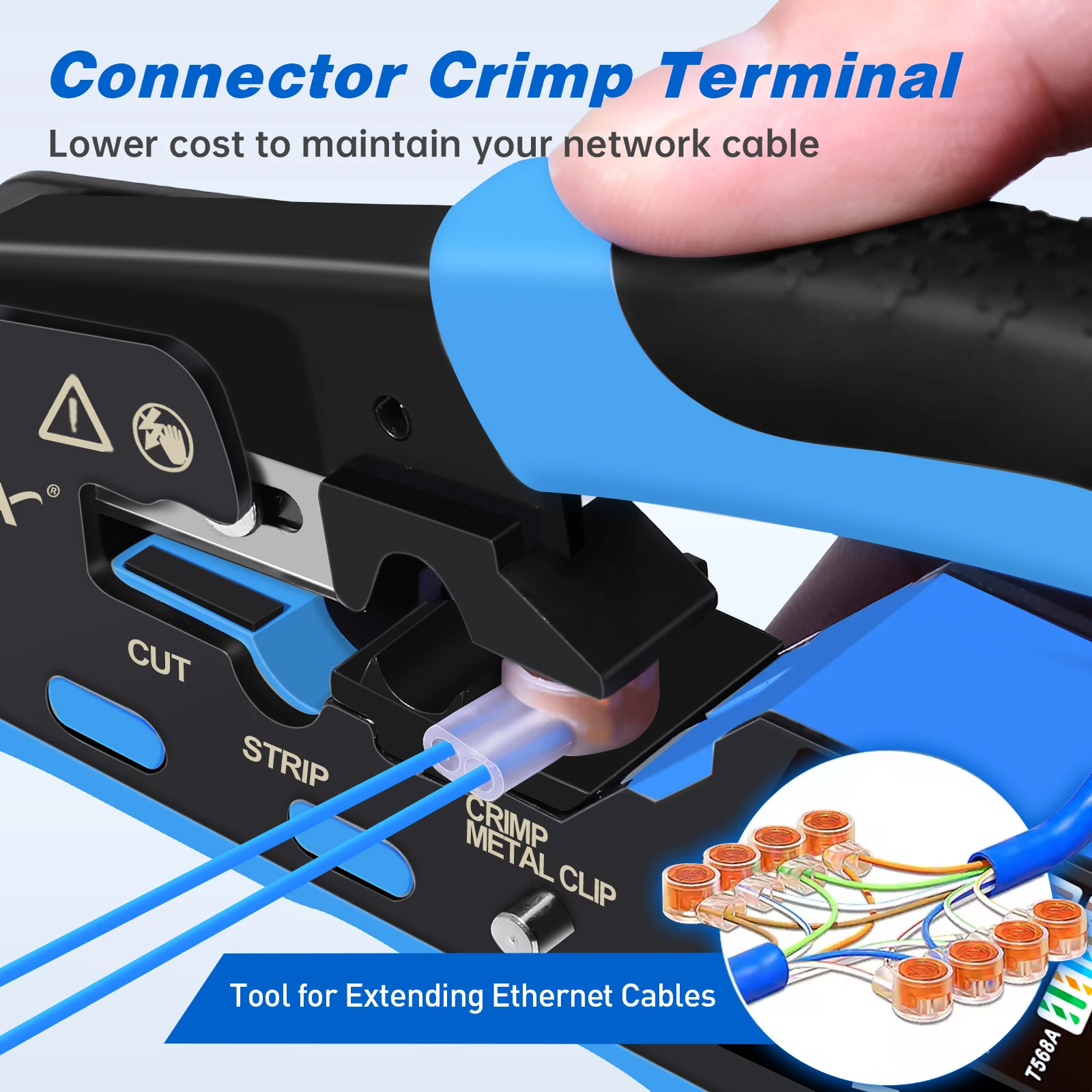 ZoeRax RJ45 CAT7 CAT6A Crimping Tool RJ45 Network Tool Kit for CAT6A CAT7 CAT5 CAT6 Connectors with Crimp Tool,Wire Stripper and Blades