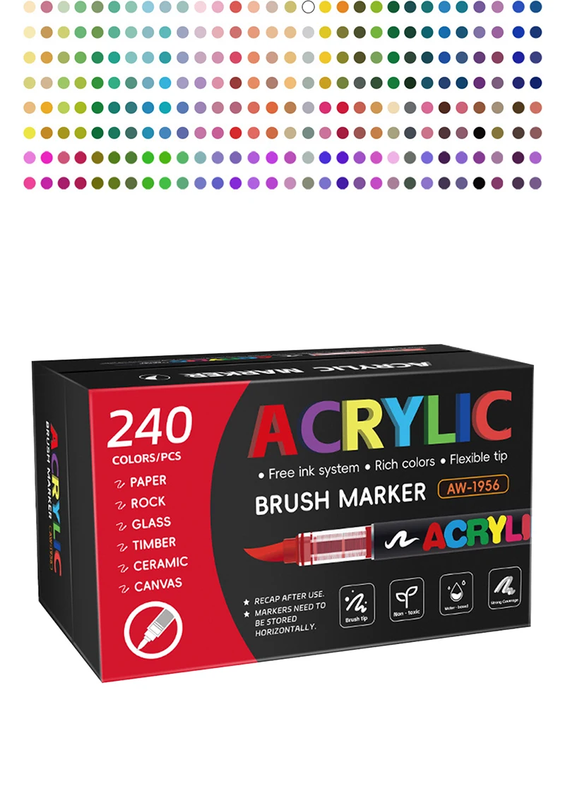 72/120/168/240/288/320/366/418 Colors Straight Liquid Acrylic Art Markers, Vivid Pigment, Paint Pens for Students, Artists & Hand-Painting Projects