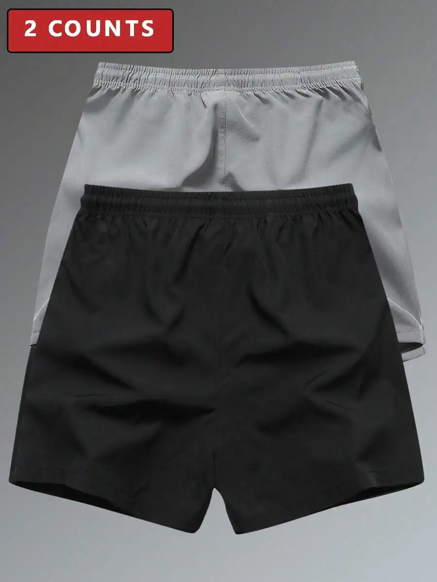 2 Piece Set Mens Shorts Summer Breathable Sports Drawstring Fitness 3/4 Length Pants Pocket Printed Daily Wear Black Green
