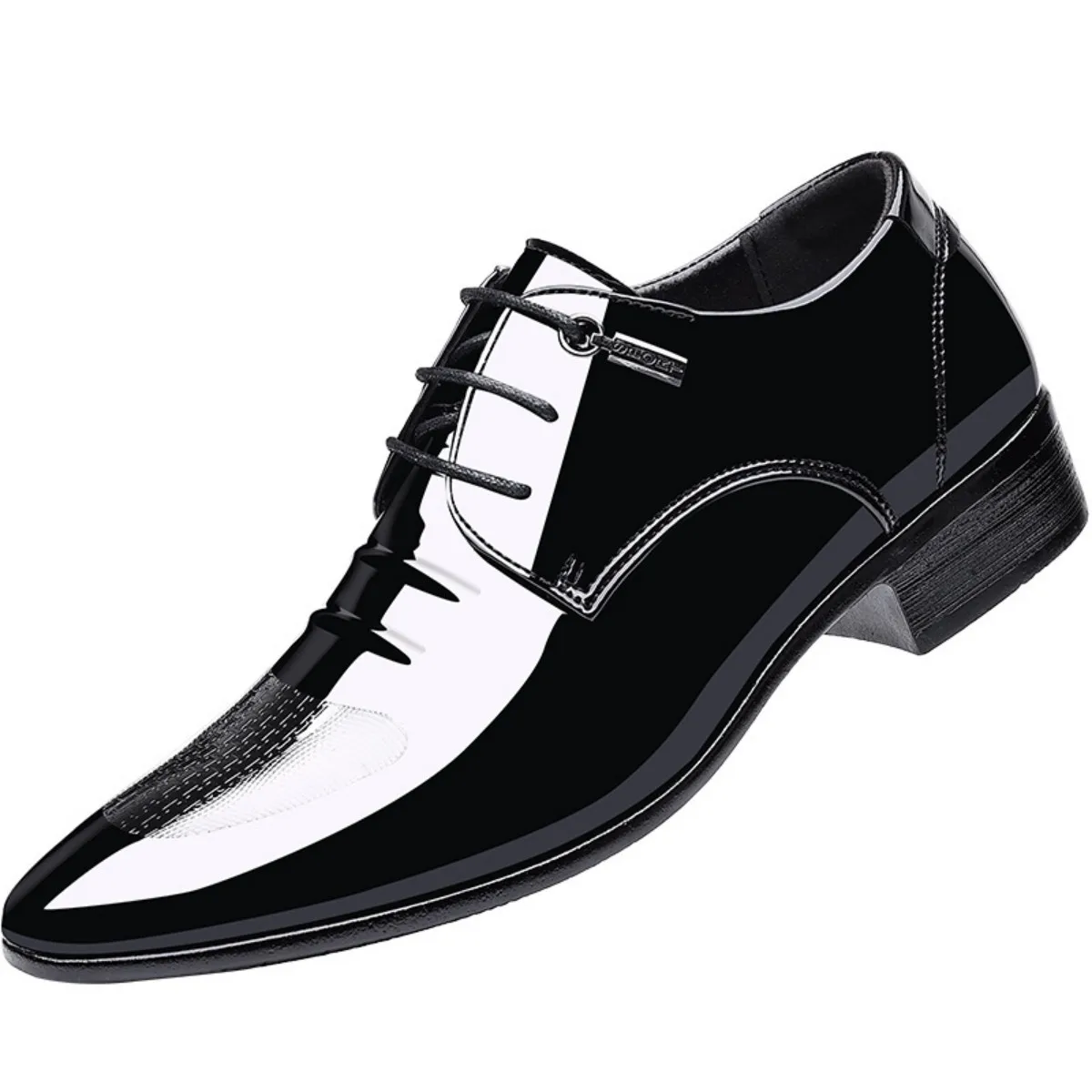 Men's Casual Dress Shoes Mesh Pattern Derby Shoe Classic Lace-up Pointed Formal Oxford Tuxedo Shoes For Men