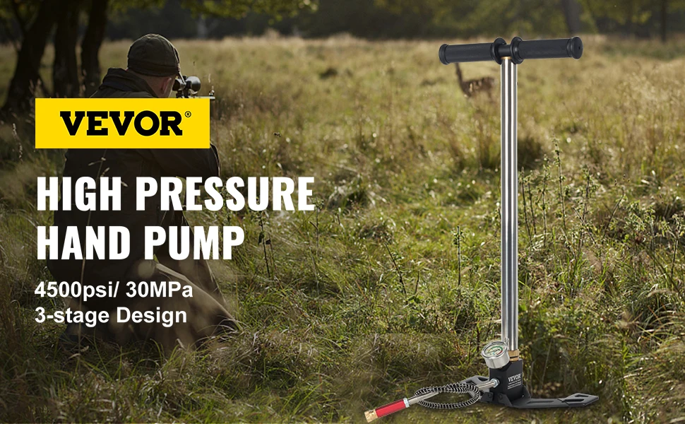 SucceBuy 3 Stage PCP Pump + Pressure Gauge 4500PSI Tire Kayak Ball Inflatable Rifle Air Gun Filling Stirrup High Pressure