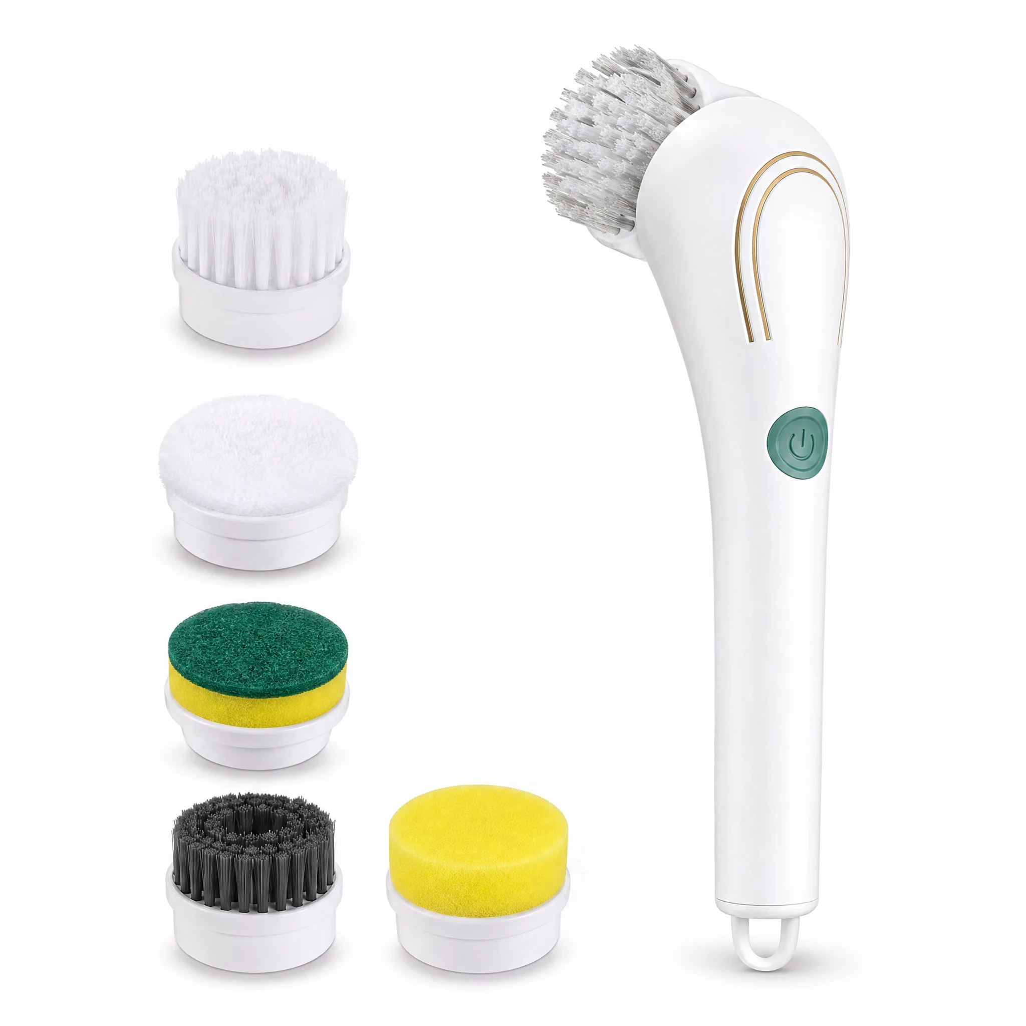 Automatic Cleaning Brush – Sponge Material, Powerful Stain Removal, Multiple Brush Heads, Handle