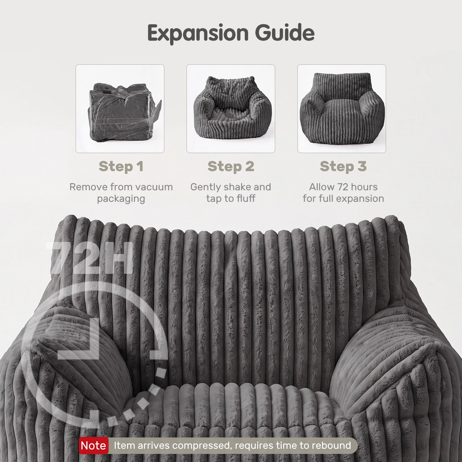 MCQ Living Room Bean Bag Sofa with Memory Foam Filling Corduroy Plush for Adults Recliners Home Theater Seating Reclining Sofa Chair for Living Room