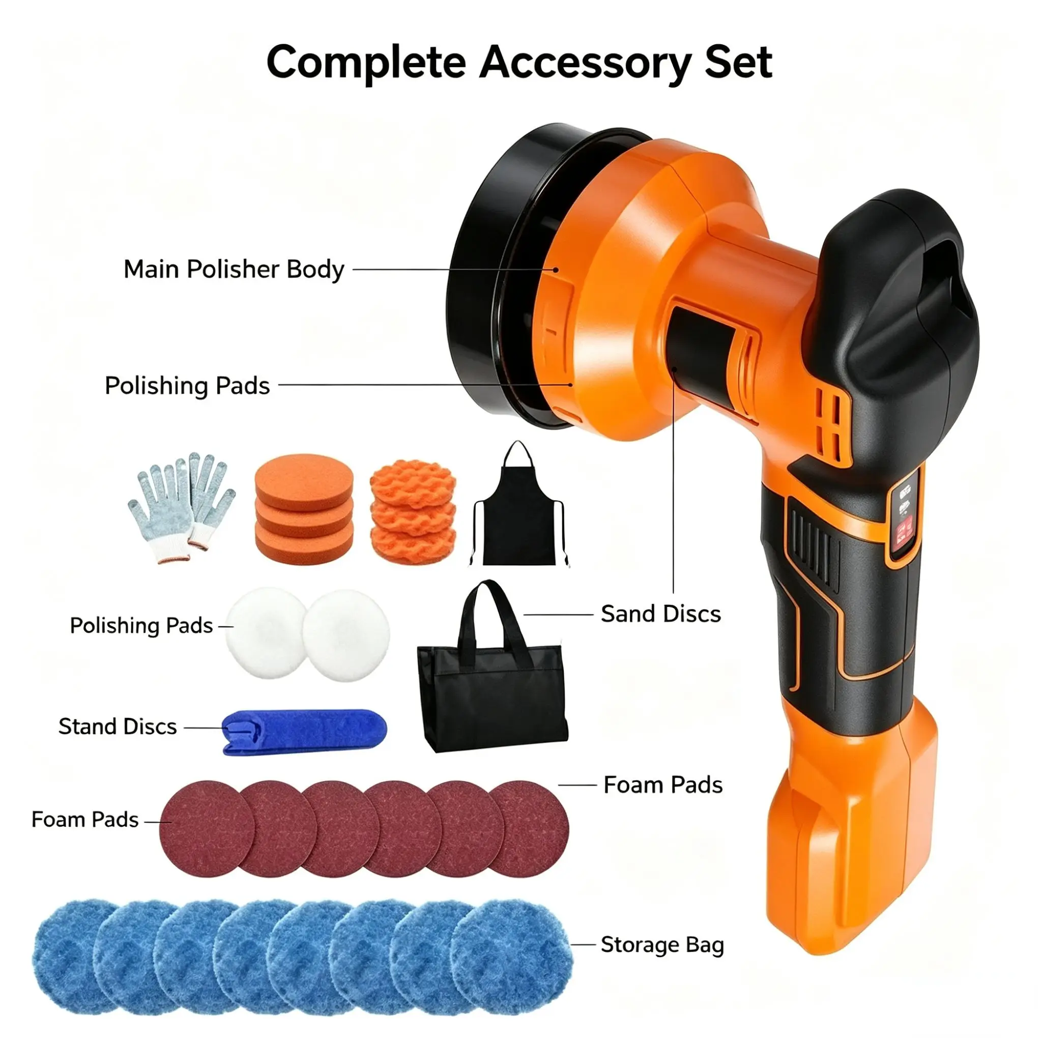 Cordless Car Buffer Polisher 5000RPM Random Orbital Polisher 8 Variable Speed Car Detailing Waxing For Dw 20V Battery Pin
