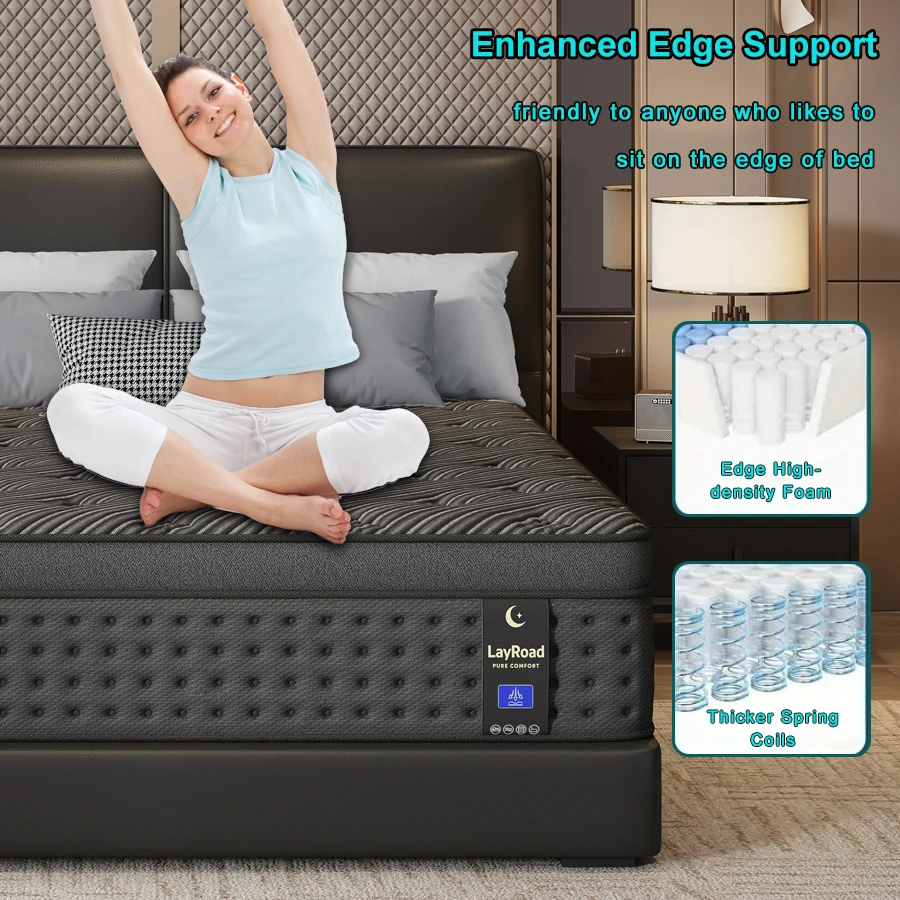 12 Inch Twin, Full, Queen, King, Mattress Memony Foam And Spring, Medium Firm Mattress for Cooling, Pressure Relief, Edge Support & Motion Isolation Box-Packed for Bedrooms, Guest Rooms And Hotels