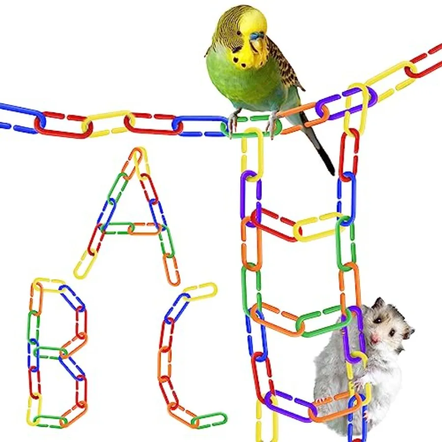 Rainbow C-Clips plastic chain links for bird swing climbing cage toys, multicolor, durable non-toxic plastic, easy DIY classroo