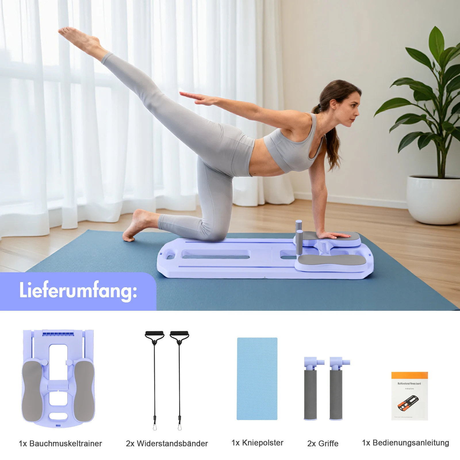 Foldable Pilates Ab Board 5-in-1 Core Training Slab Board Abdominal Exercise Fitness Equipment Multifunctional For Home Office