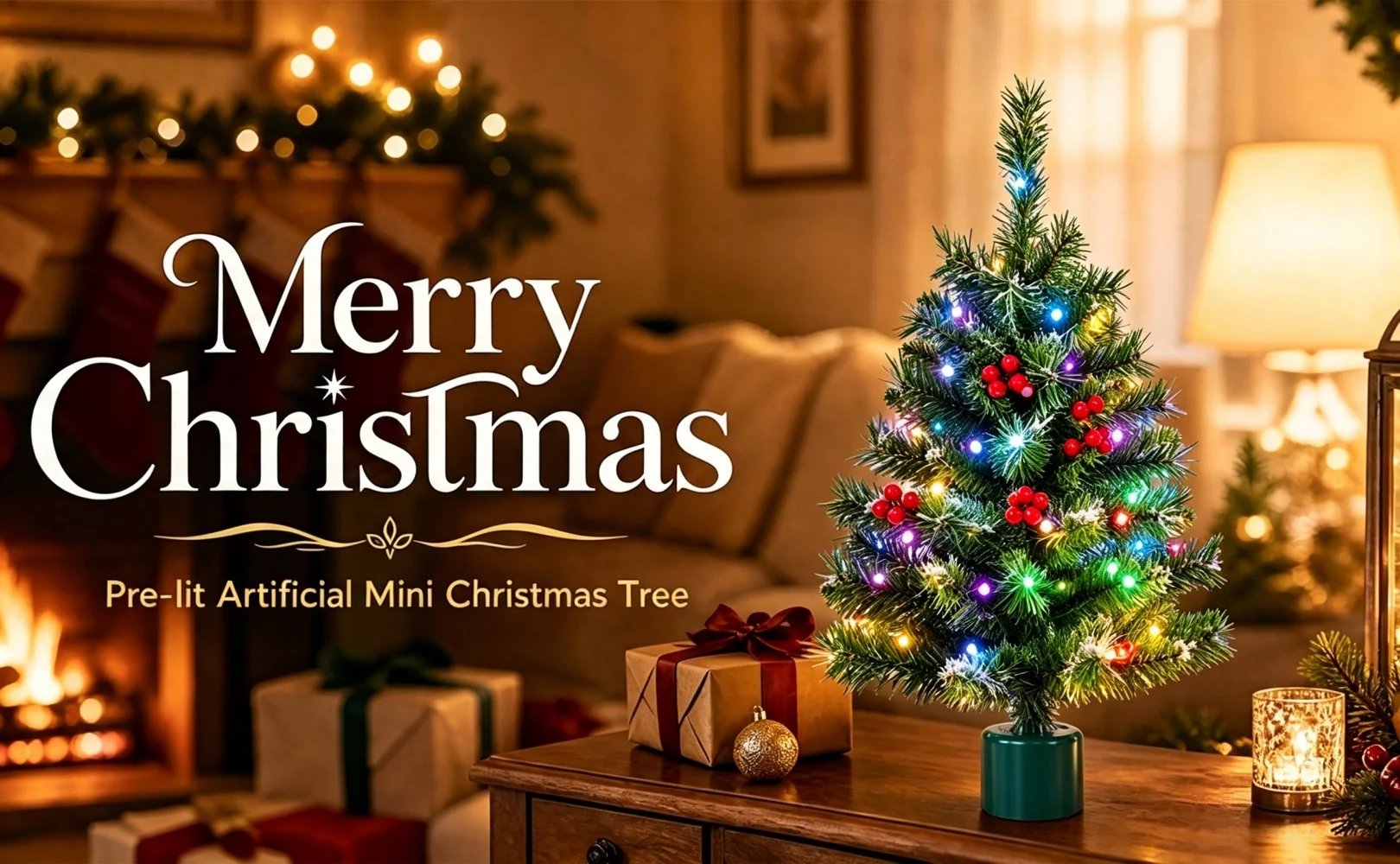 Bhony 360° Rotating Musical Christmas Tree With 35 Colorful LED Lights - 2FT Desktop Christmas Tree, USB/Battery Powered, With A Rotatable Base, Suitable For Home, Store, Classroom, Office, Party Decoration