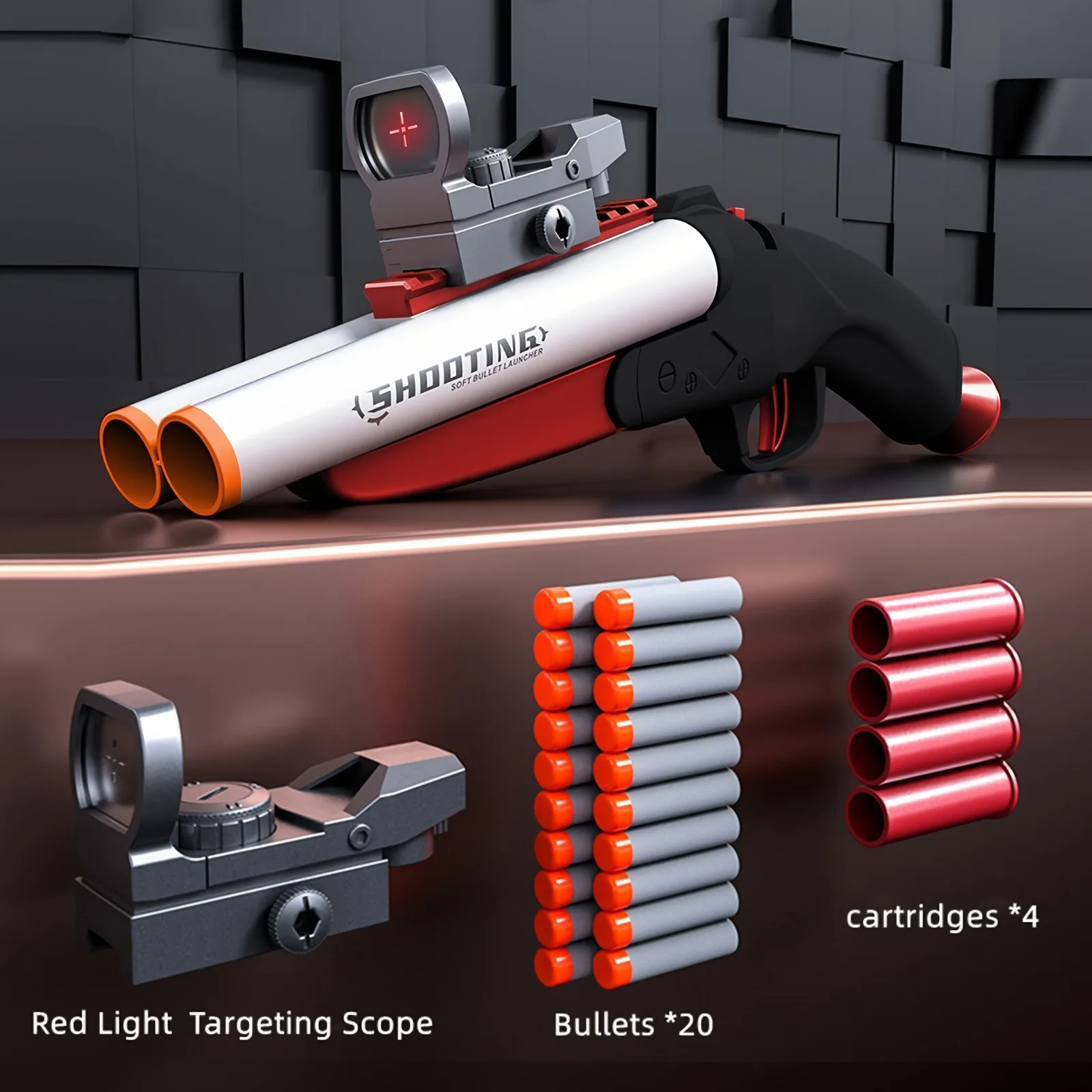 Soft Bullet Toy Gun,Double Barrel Toy Foam Blaster Double Shoot Toy Shotgun with Shell Ejection for Teen Christmas Birthday Gift