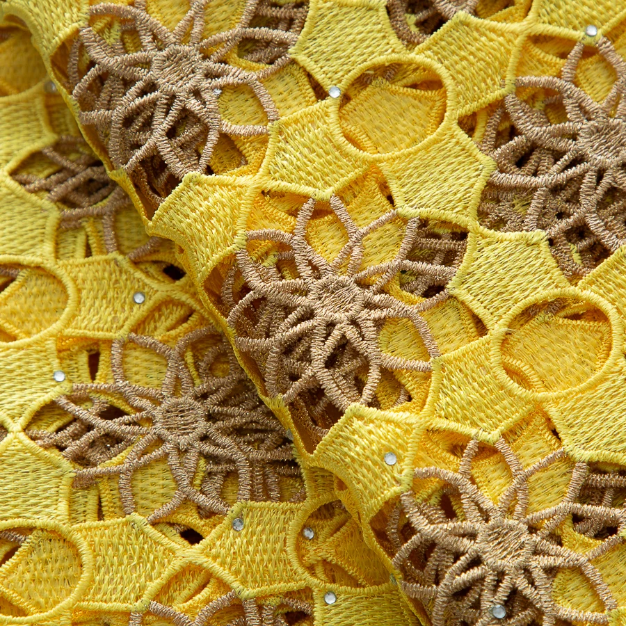 SJD LACE Cord Lace Fabric African Guipure 2026 Hot Sale Stones Nigerian Water Soluble Lace for Women Wedding Party DIY Dresses 4820