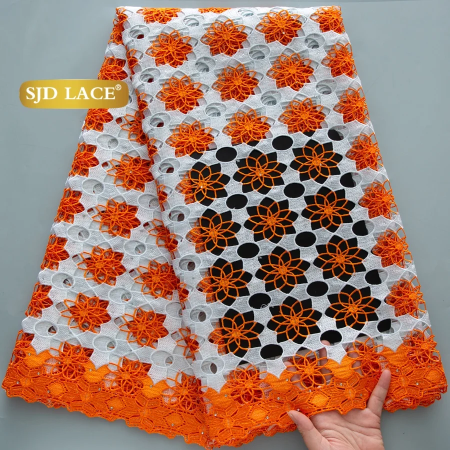SJD LACE Cord Lace Fabric African Guipure 2026 Hot Sale Stones Nigerian Water Soluble Lace for Women Wedding Party DIY Dresses 4820