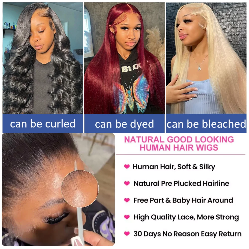 7x6 Human Hair Bone Straight Lace Front Human Hair Wig No Glue 40 46 Inch HD Lace Frontal Wig for Women Pre Plucked 200 Density