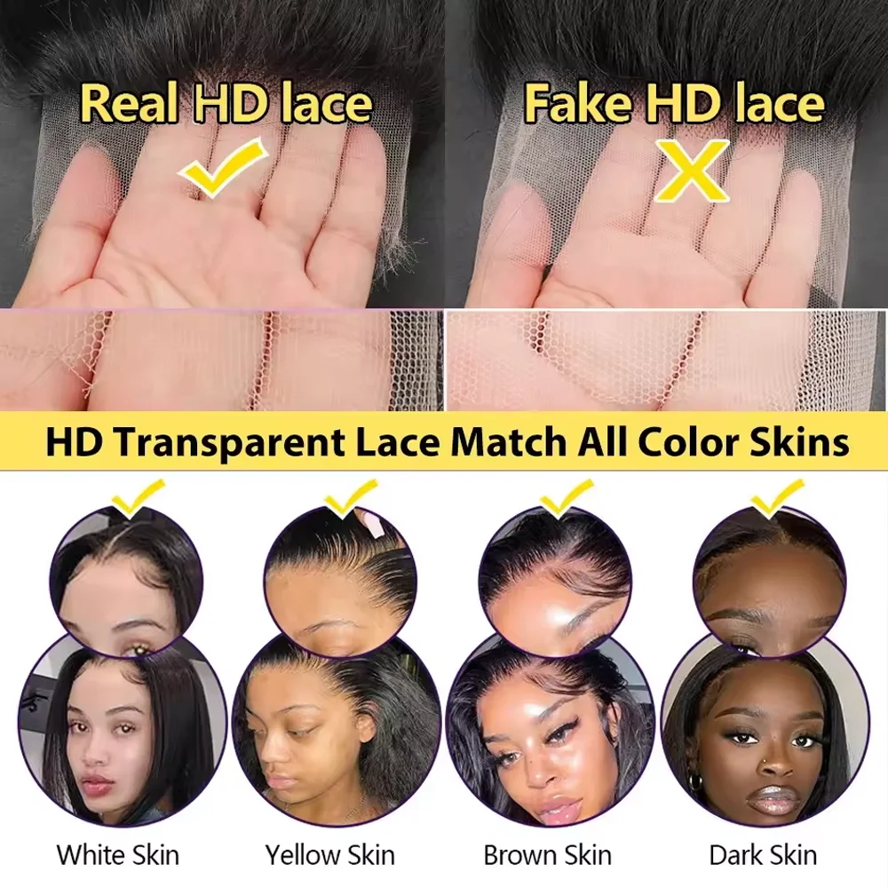 7x6 Human Hair Bone Straight Lace Front Human Hair Wig No Glue 40 46 Inch HD Lace Frontal Wig for Women Pre Plucked 200 Density