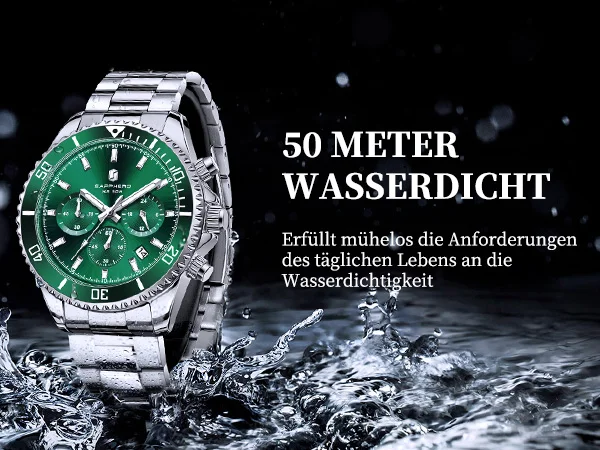 SAPPHERO Men's Luxury Quartz Chronograph Watch Stainless Steel Case 50M Waterproof Luminous Hands Date Display Sport Business Wristwatch Elegant Fashion Timepiece Premium Gift for Men