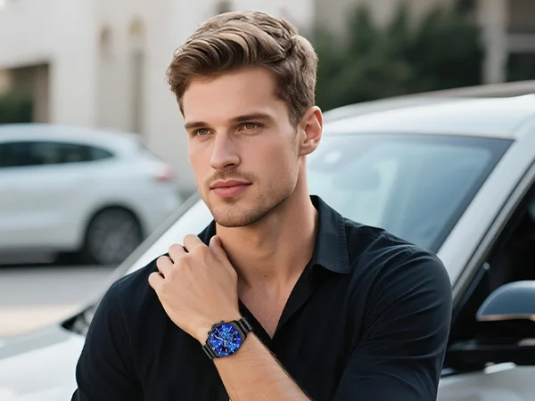SAPPHERO Men's Luxury Quartz Chronograph Watch Stainless Steel Case 50M Waterproof Luminous Hands Date Display Sport Business Wristwatch Elegant Fashion Timepiece Premium Gift for Men
