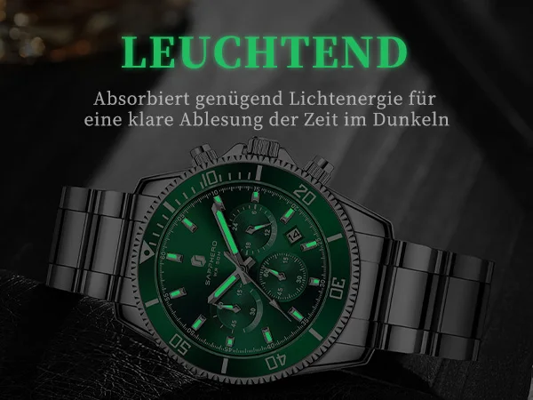 SAPPHERO Men's Luxury Quartz Chronograph Watch Stainless Steel Case 50M Waterproof Luminous Hands Date Display Sport Business Wristwatch Elegant Fashion Timepiece Premium Gift for Men
