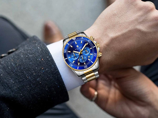 SAPPHERO Men's Luxury Quartz Chronograph Watch Stainless Steel Case 50M Waterproof Luminous Hands Date Display Sport Business Wristwatch Elegant Fashion Timepiece Premium Gift for Men