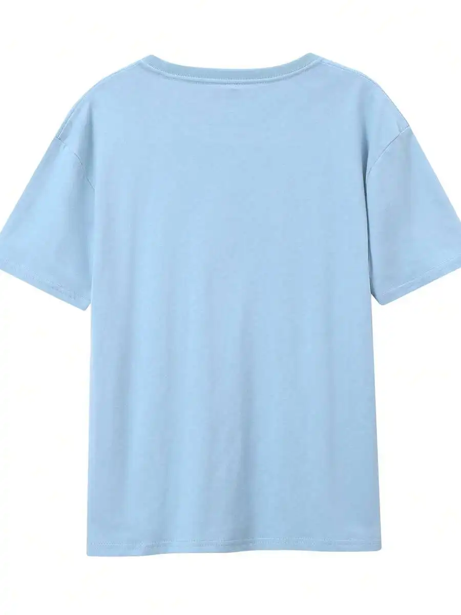 Lemon Letter Print Short Sleeve Crew Neck T‑Shirt, Soft Breathable Micro‑Elastic Casual Top For Spring Summer Vacation And Daily Wear