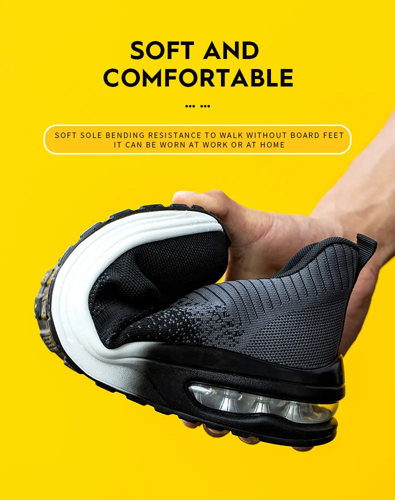 Men Steel Toe Work Shoes Impact Resistant Steel Toe Cap Lightweight Comfortable Industrial Safety Sneakers Wear Resistant Durable Construction Footwear Full Sizes Available for Women Men Ideal for Labor Day Father’s Day Gifting