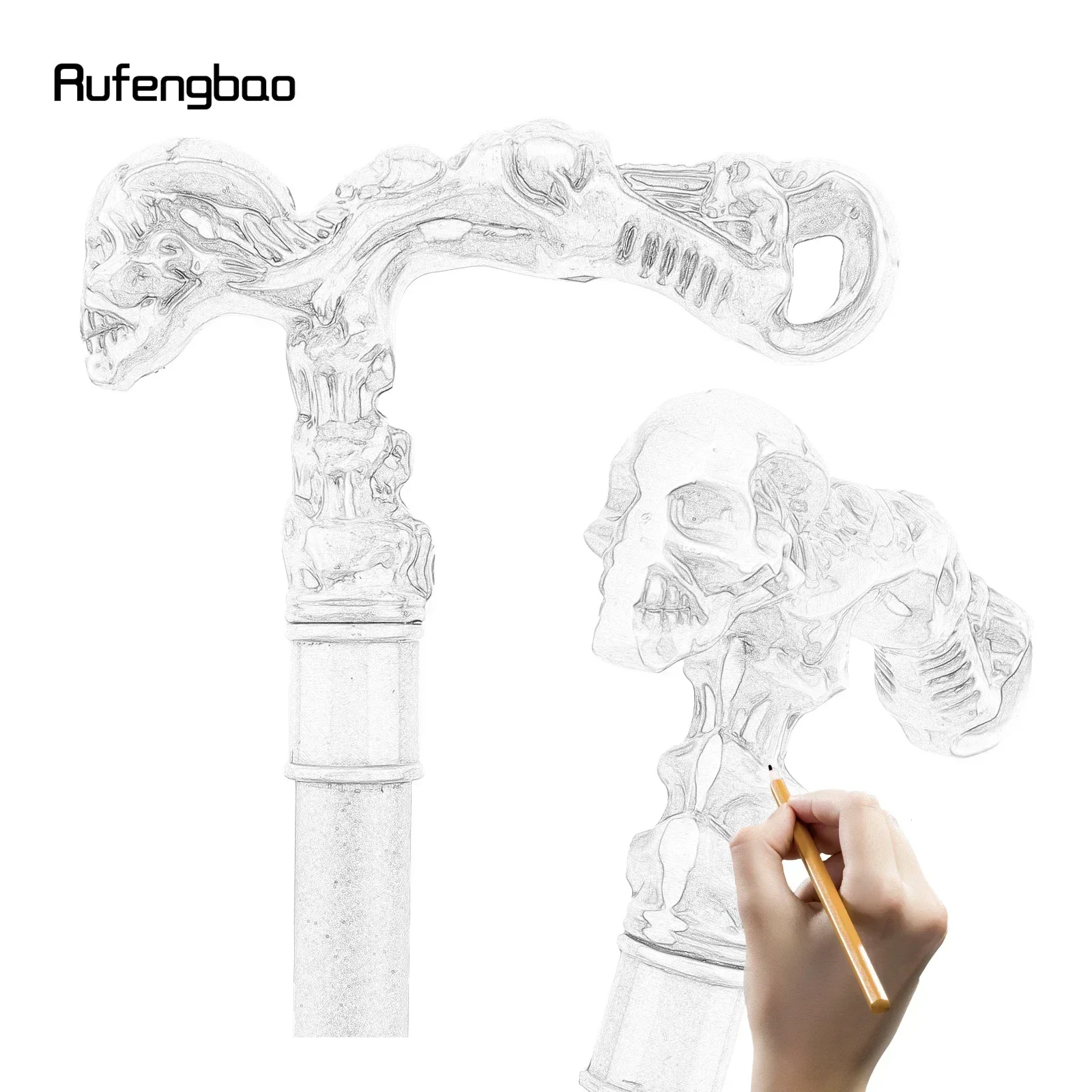 Golden Black Skull Walking Stick Decorative Vampire Cospaly Vintage Party Fashionable Walking Cane Halloween Crosier 93cm