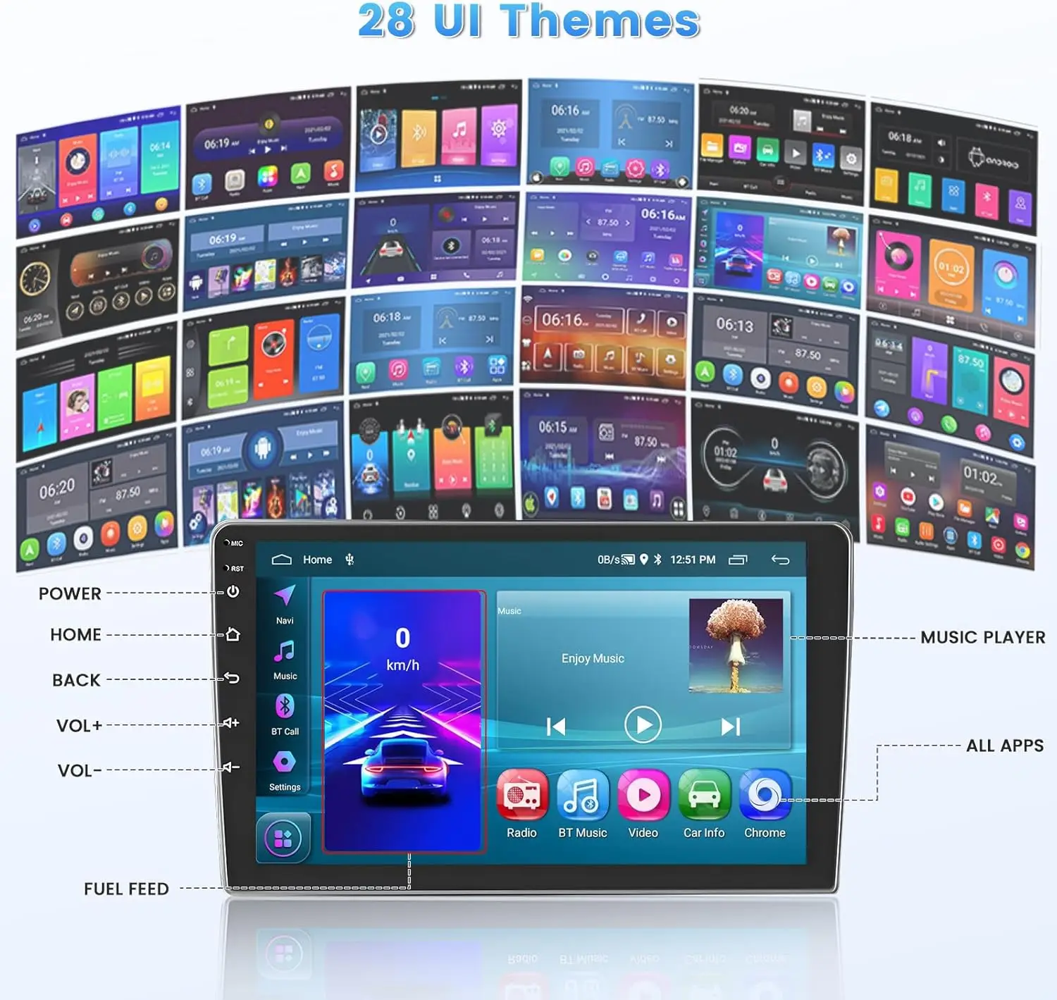 New 9 Inch Android 15 Double Din Car Stereo 2GB+64GB Touch Screen Car Radio Multimedia Video Player for Toyota Corolla EX 2005‑2012 Wireless Carplay & Android Auto GPS Navigation Support FM RDS DSP SWC WiFi Bluetooth Mirror Link Split Screen
