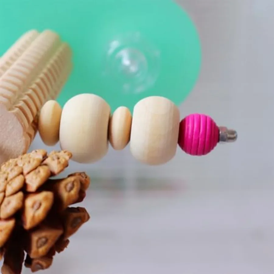 Natural wood bird perch with pine cone foraging chew toys interactive platform stand beak exercise toy for cockatiels, parakeet