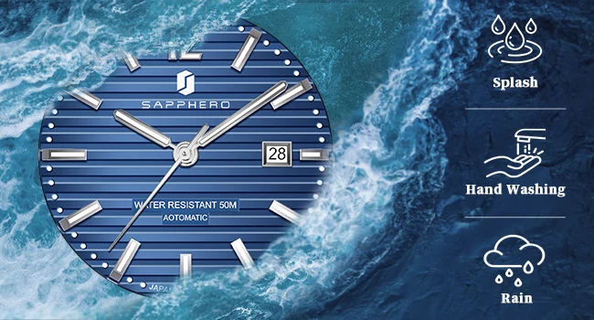 SAPPHERO Men's Automatic Watch Stainless Steel Luxury Sport Wristwatch 50M Waterproof Date Display Business Casual Elegant Durable Mechanical Watch for Men Daily Wear Office Travel Gift