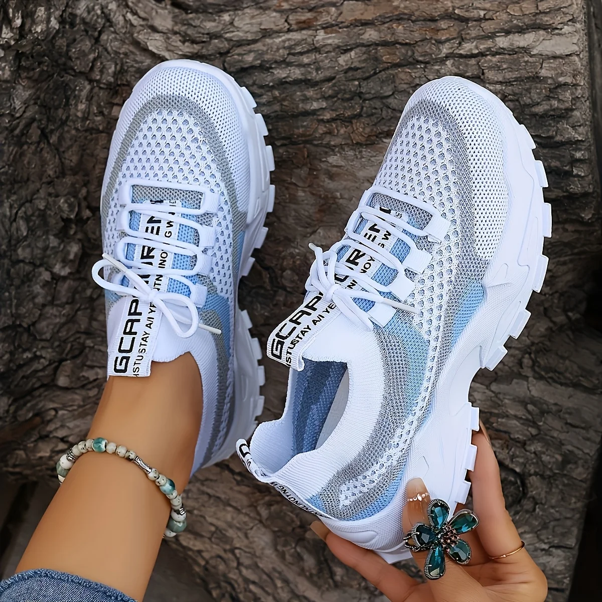 Ladies Breathable Mesh Patchwork Chunky Dad Sneakers Lace Up Height Increasing Platform Walking Shoes Non Slip Soft Thick Sole Casual Sport Trainers Multicolor Plus Size 35-44 For Daily Shopping Gym Outdoor Street All Season Footwear