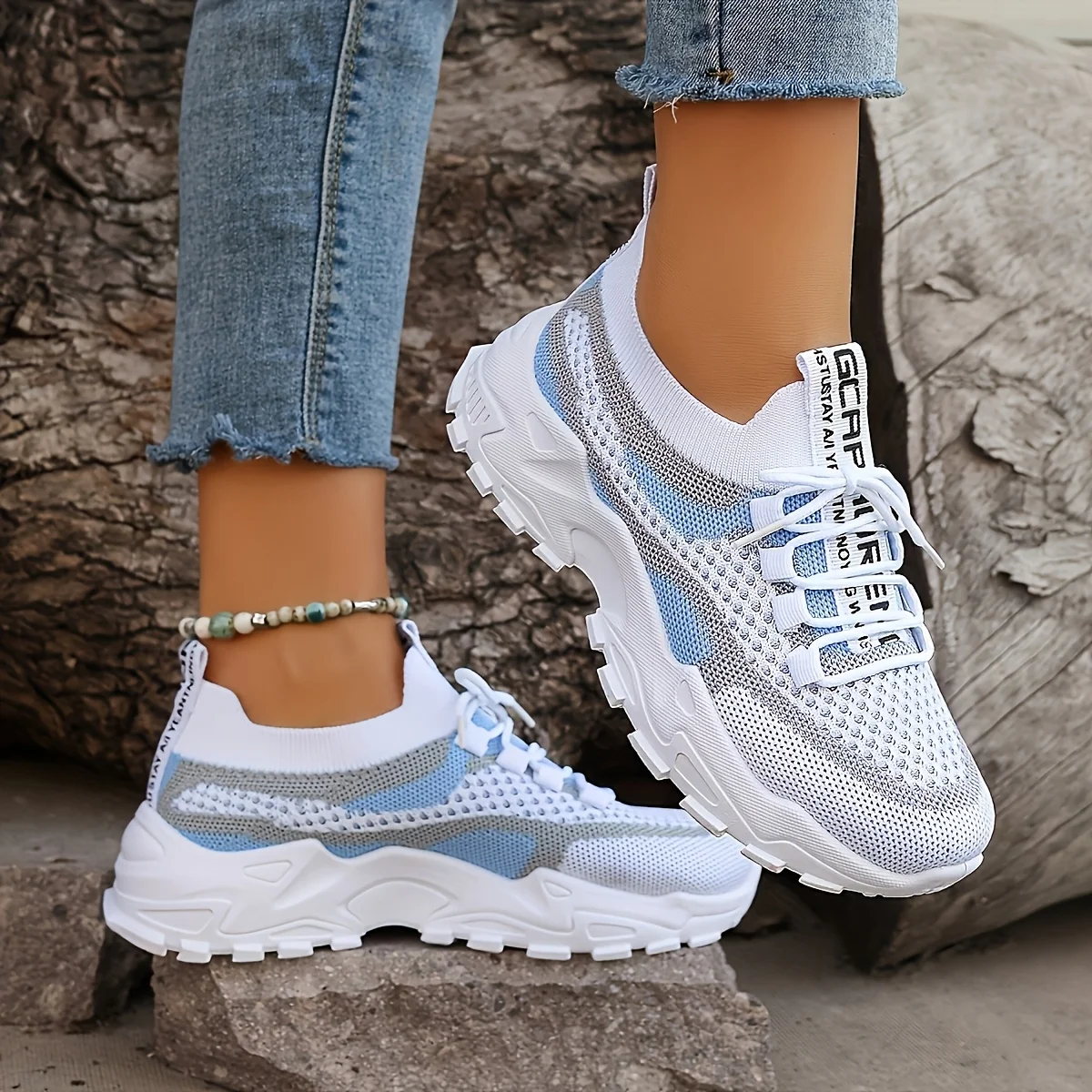 Ladies Breathable Mesh Patchwork Chunky Dad Sneakers Lace Up Height Increasing Platform Walking Shoes Non Slip Soft Thick Sole Casual Sport Trainers Multicolor Plus Size 35-44 For Daily Shopping Gym Outdoor Street All Season Footwear