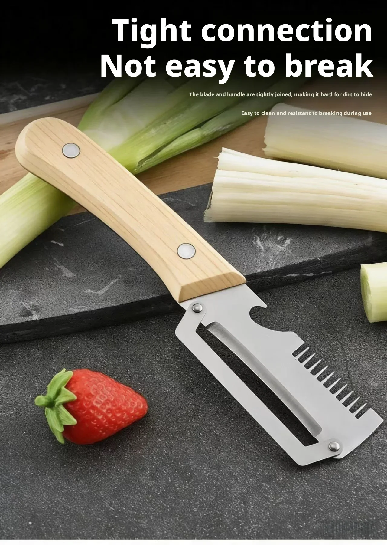 2026 New Paring Knife Ergonomic Wood Handle Knife Stainless Steel Vegetable Peeler with Wooden Handle 2-in-1 Fruit Potato Peeler