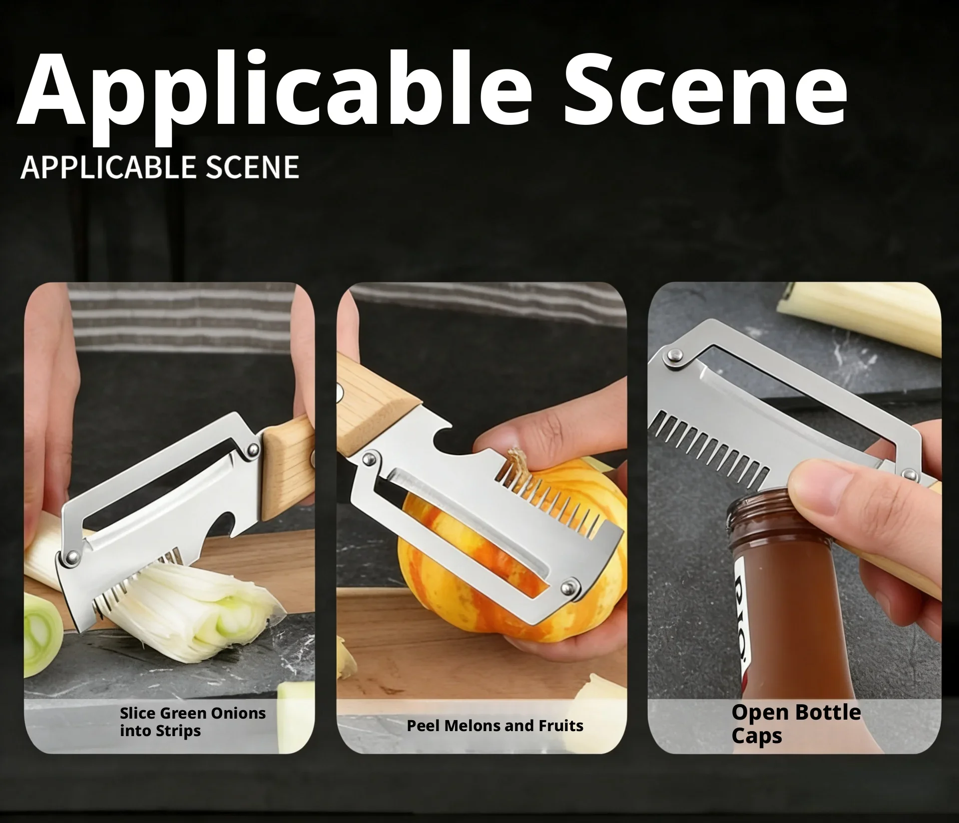 2026 New Paring Knife Ergonomic Wood Handle Knife Stainless Steel Vegetable Peeler with Wooden Handle 2-in-1 Fruit Potato Peeler