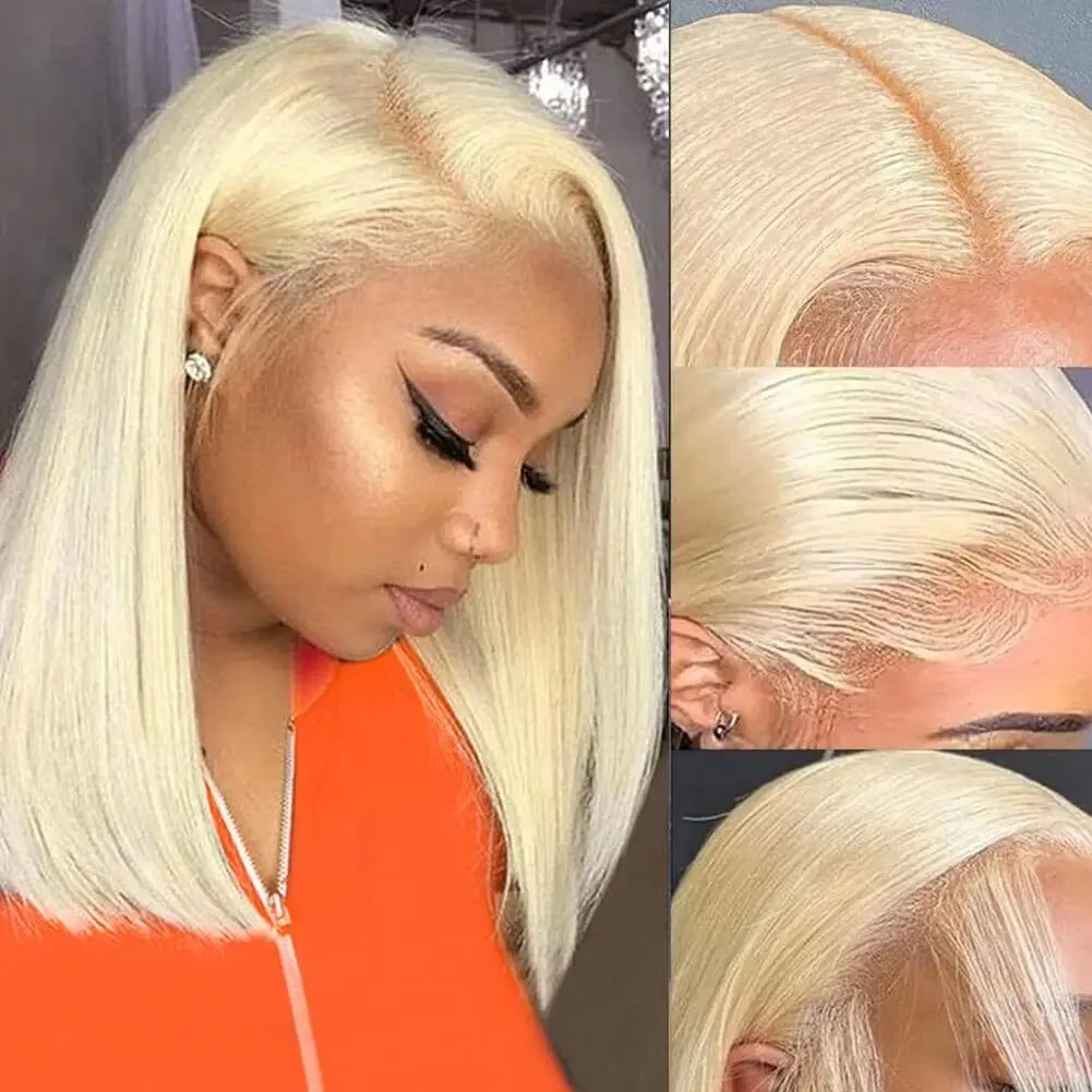 Vietnamese 250% Density #613 Blonde Straight Bob Wigs 100% Human Hair 13x4 Lace Front Wig Virgin Hair Blonde Straight Human Hair Wigs For Women