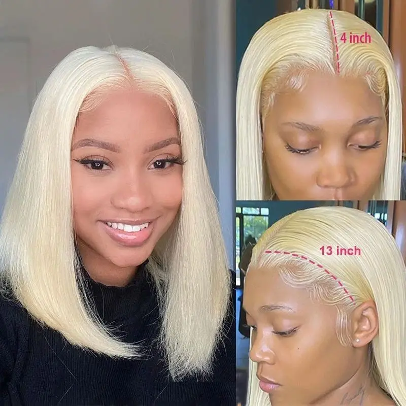 Vietnamese 250% Density #613 Blonde Straight Bob Wigs 100% Human Hair 13x4 Lace Front Wig Virgin Hair Blonde Straight Human Hair Wigs For Women
