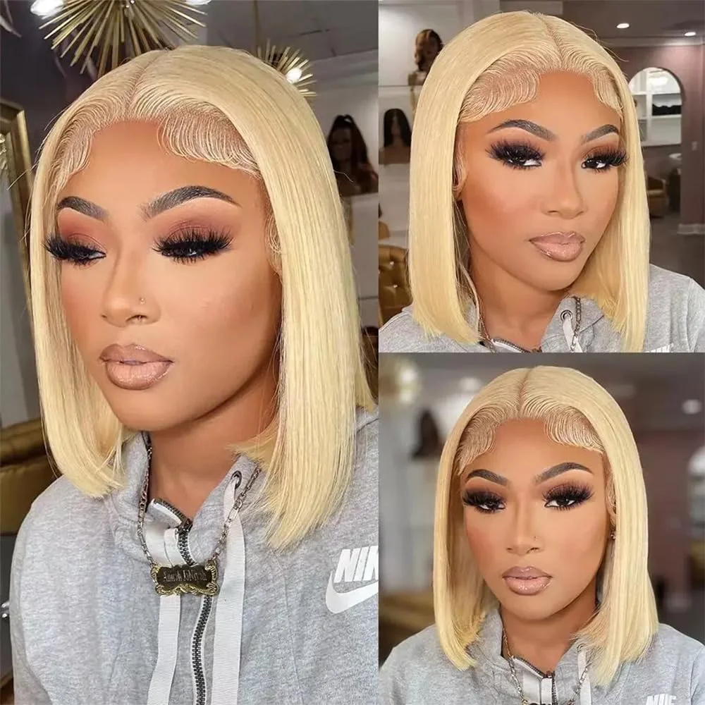 Vietnamese 250% Density #613 Blonde Straight Bob Wigs 100% Human Hair 13x4 Lace Front Wig Virgin Hair Blonde Straight Human Hair Wigs For Women