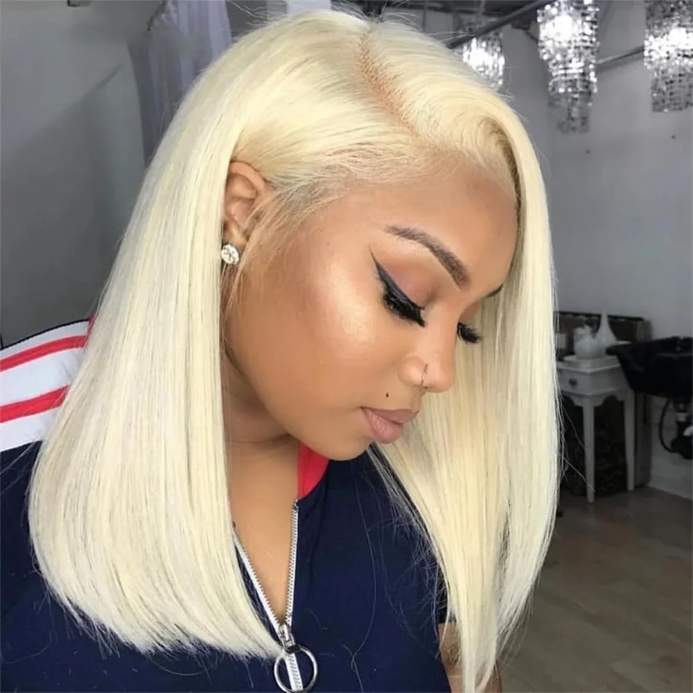 Vietnamese 250% Density #613 Blonde Straight Bob Wigs 100% Human Hair 13x4 Lace Front Wig Virgin Hair Blonde Straight Human Hair Wigs For Women