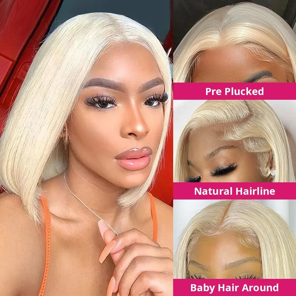 Vietnamese 250% Density #613 Blonde Straight Bob Wigs 100% Human Hair 13x4 Lace Front Wig Virgin Hair Blonde Straight Human Hair Wigs For Women