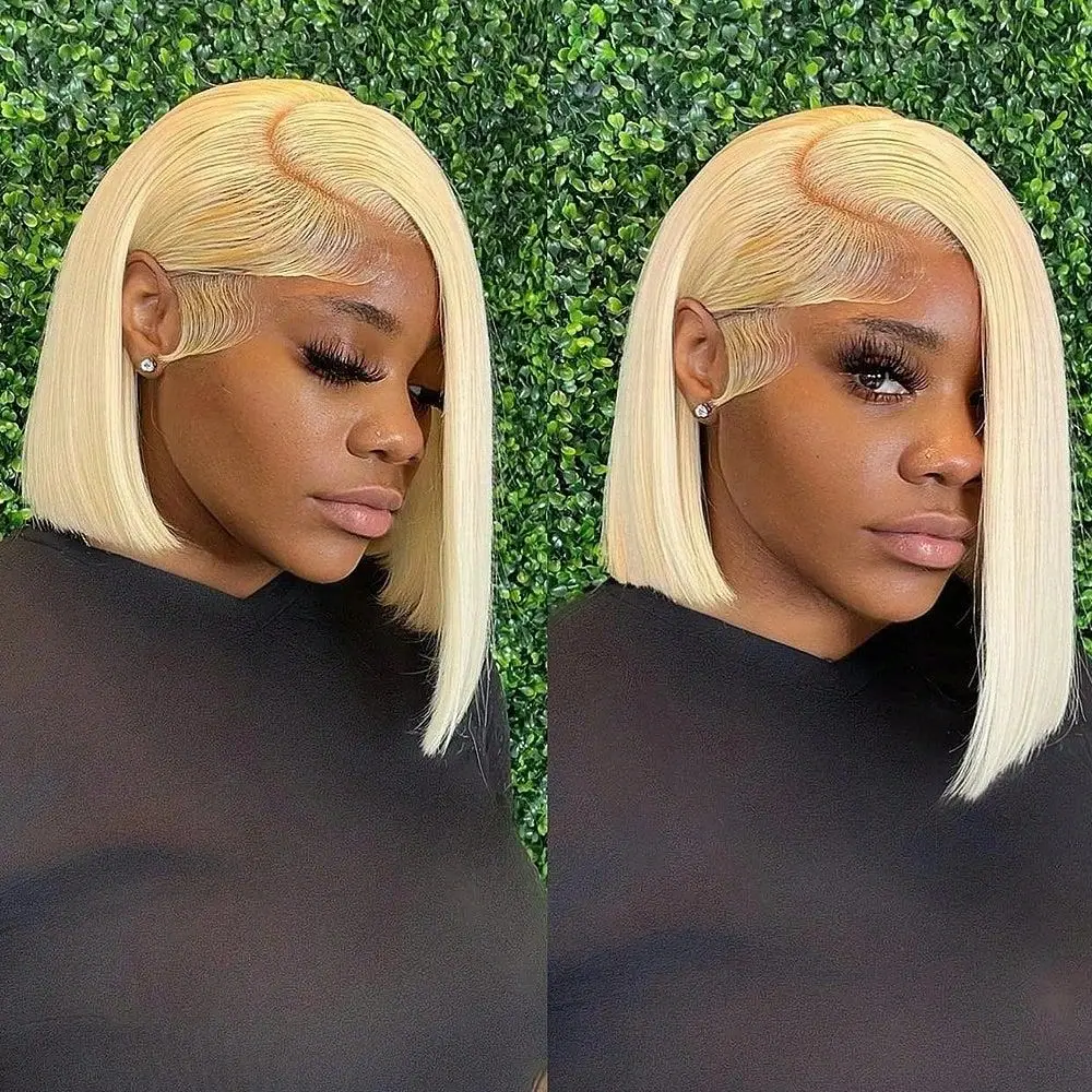 Vietnamese 250% Density #613 Blonde Straight Bob Wigs 100% Human Hair 13x4 Lace Front Wig Virgin Hair Blonde Straight Human Hair Wigs For Women