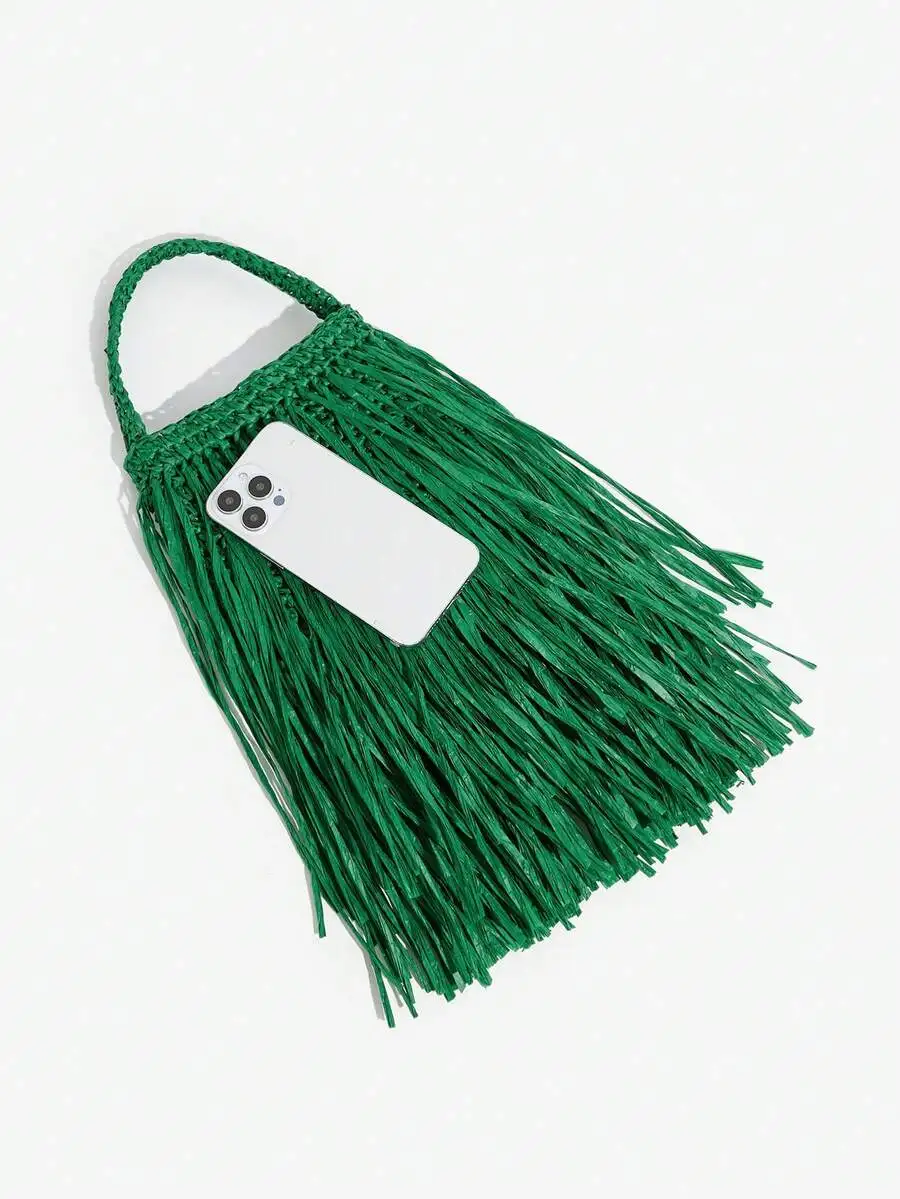 Ladies, Women Top Handle Bags , Fashionable, Simple, Elegant, Versatile, Straw,Tassel,For Beach,Vacation,Holiday,Summer, Seaside