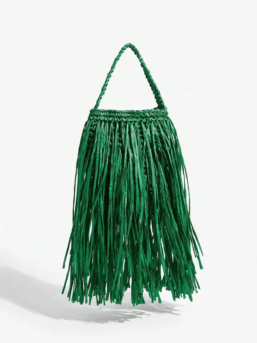 Ladies, Women Top Handle Bags , Fashionable, Simple, Elegant, Versatile, Straw,Tassel,For Beach,Vacation,Holiday,Summer, Seaside