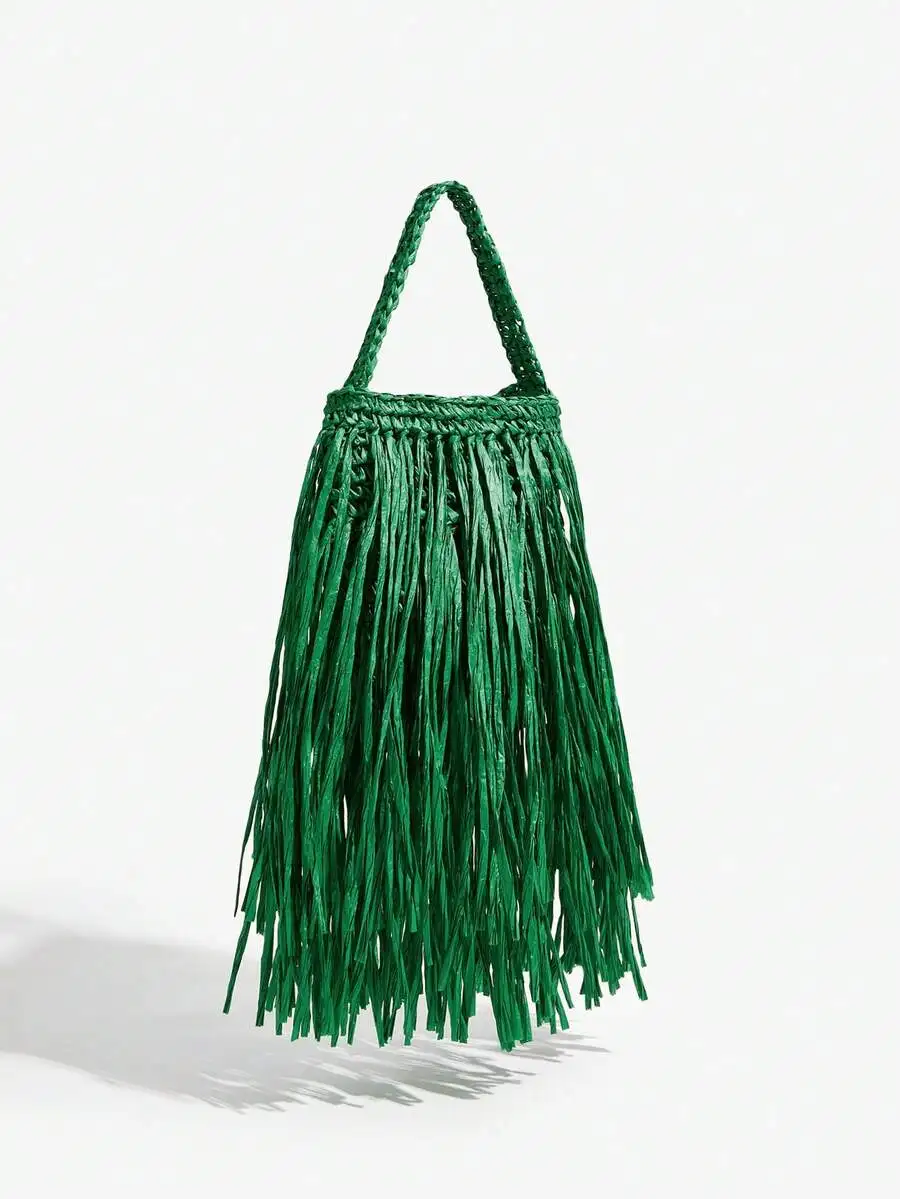 Ladies, Women Top Handle Bags , Fashionable, Simple, Elegant, Versatile, Straw,Tassel,For Beach,Vacation,Holiday,Summer, Seaside