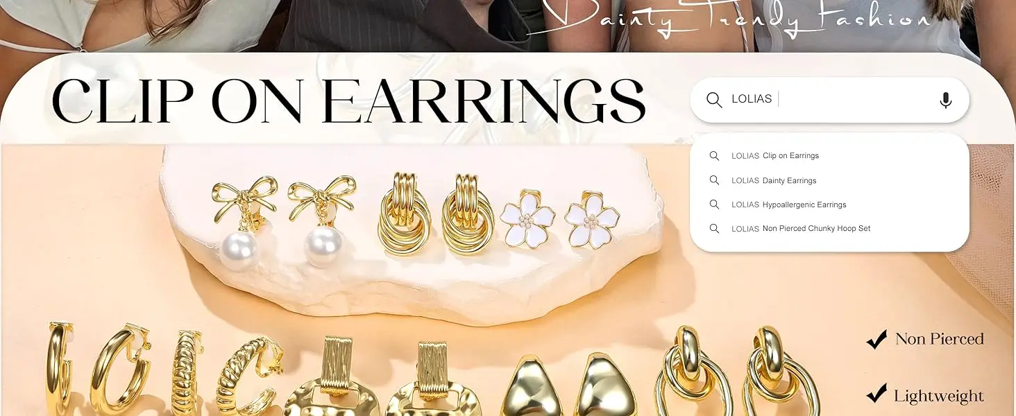 Clip On Earrings for Women 14K Gold Plated Clip Earrings Non Pierced Ears Clips CZ Pearl Knot Twist Chunky Hoop and Studs Earring Set Hypoallergenic Fake Earings Jewelry