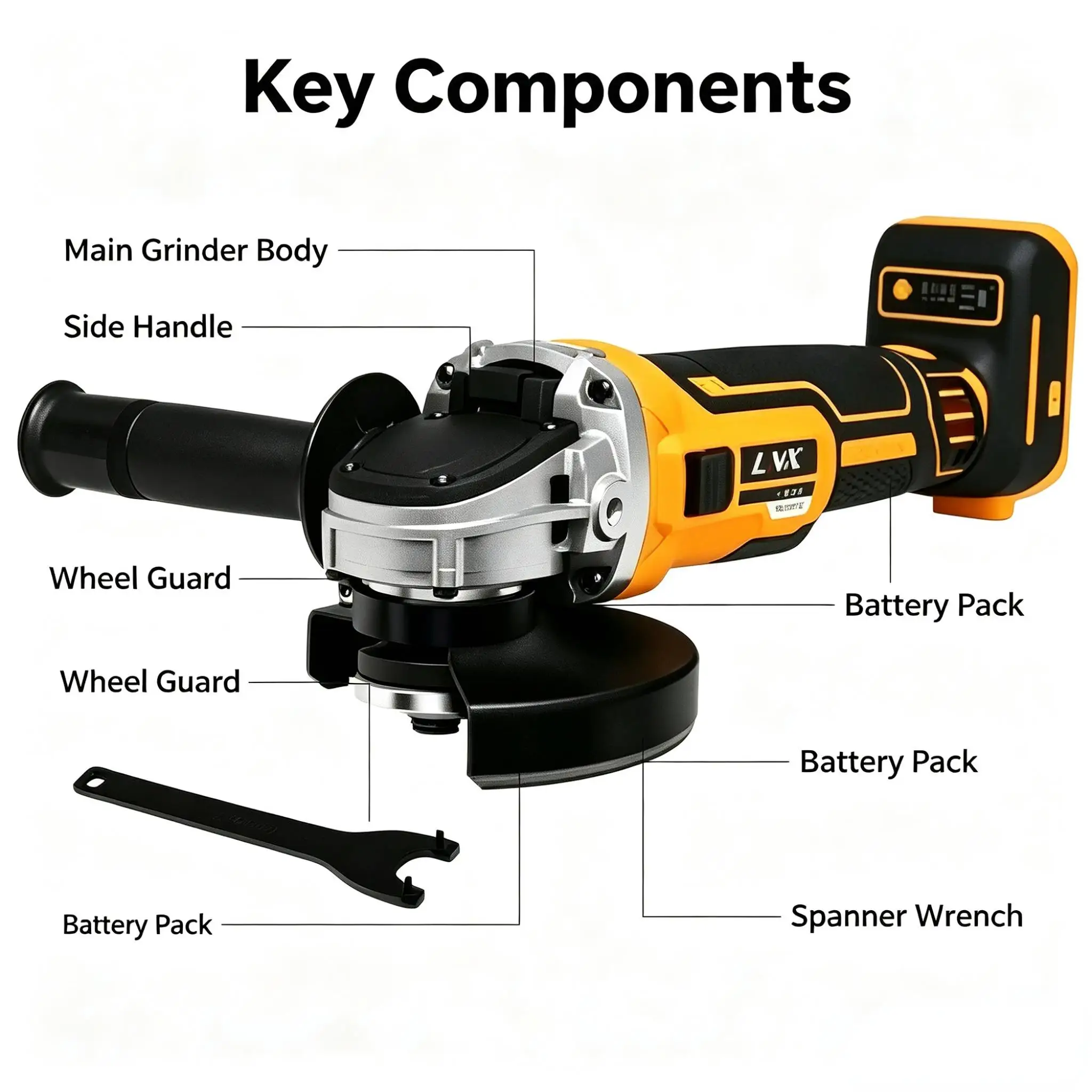 Cross-Border DW Brushless Lithium Angle Grinder, Multifunctional Polishing and Cutting Small Cordless Electric Sander Wholesale, Compatible with 20V, 6Ah Batteries