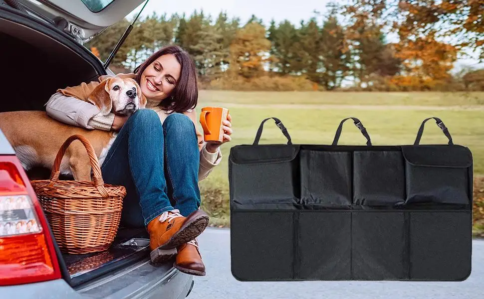Car Trunk Organizer, Large Capacity Car Organizers and Storage with 8 Pockets, Waterproof Backseat Hanging Organizer for SUV, Truck, MPV, Interior Accessories for Men and Women